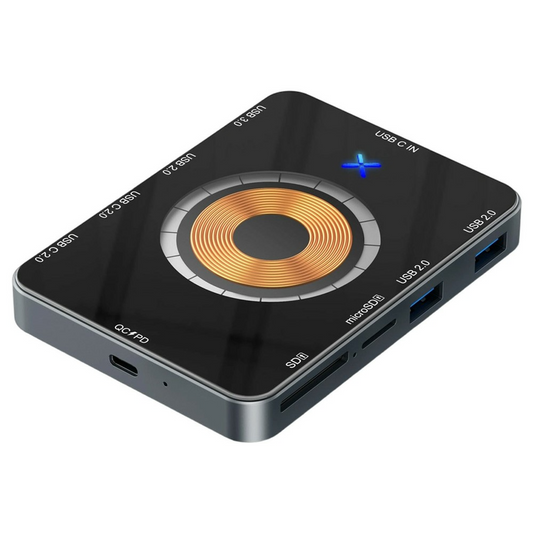 USB-C-hubb med trådlös QI-laddning OEM YC7209, 10in1, grå
