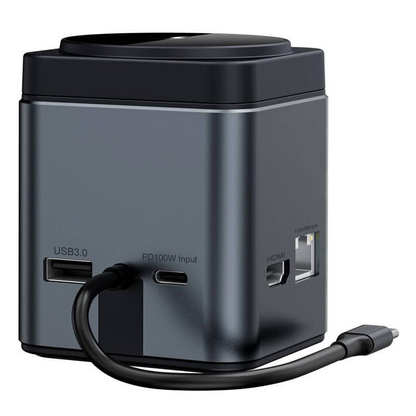 USB-C-hubb med trådlös QI-laddning BlitzWolf BW-TH17, 9i1, svart