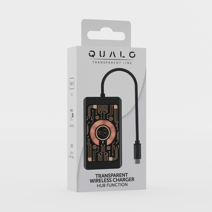 USB-C-hubb med trådlös QI-laddning Qualo QTPB5-HUB-18, 9in1, Grå