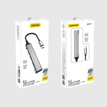 Hub USB-C Dudao A16T, 1 x USB-A 3.0 - 3 x USB-A, Svart