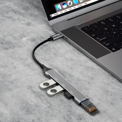 Hub USB-C Dudao A16T, 1 x USB-A 3.0 - 3 x USB-A, Svart