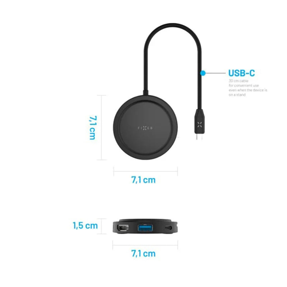 Hub USB-C Fixed MagHub, 7in1, Svart