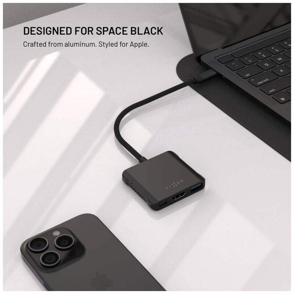 Hub USB-C Fixed Quadri, 5in1, Svart