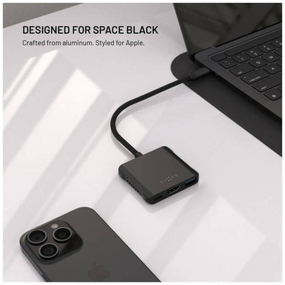 Hub USB-C Fixed Quadri, 5in1, Svart