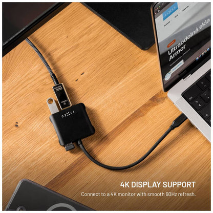Hub USB-C Fixed Quadri, 5in1, Svart
