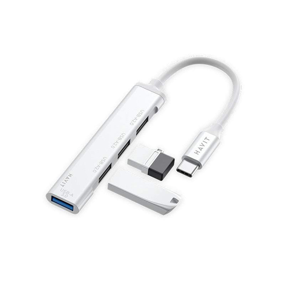 Hub USB-C HAVIT HB41, 4in1, Silver