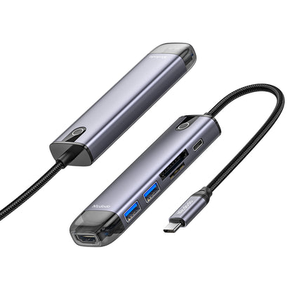 Hub USB-C McDodo HU-7740, 6in1, Grå