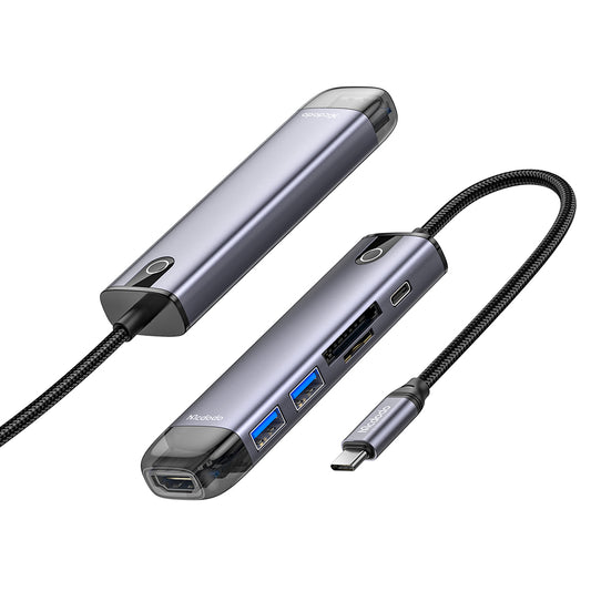 Hub USB-C McDodo HU-7740, 6in1, Grå