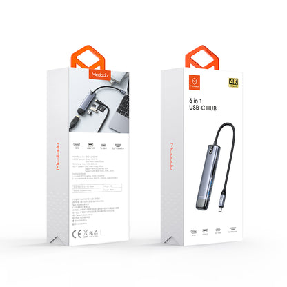 Hub USB-C McDodo HU-7740, 6in1, Grå