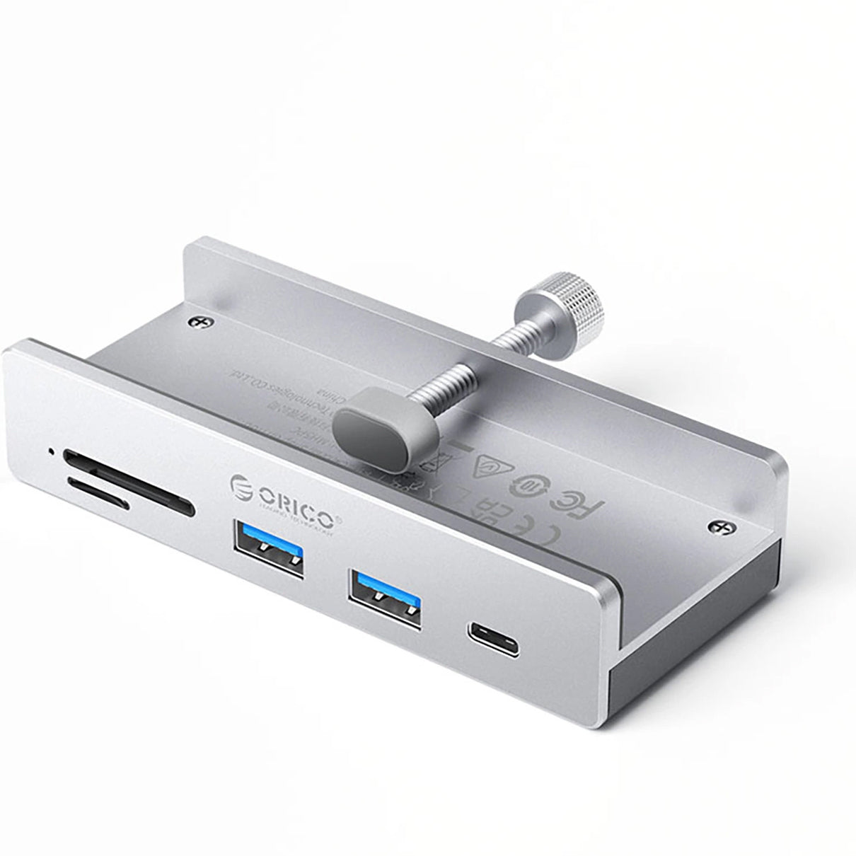 Hub USB-C Orico MH5PC Clamp, 2 x USB-A 3.2 - 1 x USB-C - 1 x SD - 1 x microSD, Silver