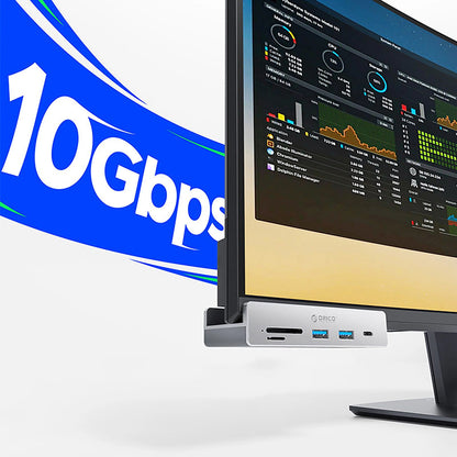 Hub USB-C Orico MH5PC Clamp, 2 x USB-A 3.2 - 1 x USB-C - 1 x SD - 1 x microSD, Silver