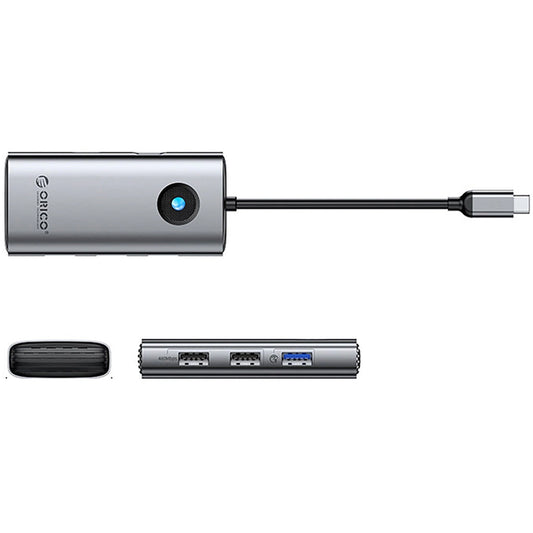 USB-C-hubb Orico PW11-5P, 1 x USB-A 3.0 - 2 x USB-A - 1 x USB-C - 1 x HDMI, Grå