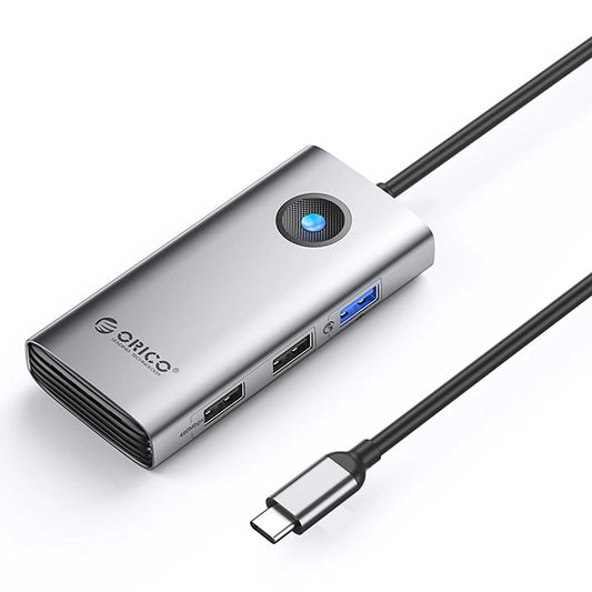 USB-C-hubb Orico PW11-5P, 1 x USB-A 3.0 - 2 x USB-A - 1 x USB-C - 1 x HDMI, Grå
