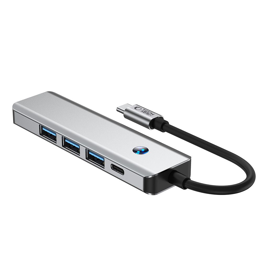 Hub USB-C Tech-Protect HB01, 1 x USB-A 3.0 - 2 x USB-A - 1 x USB-C - 1 x HDMI, Grå