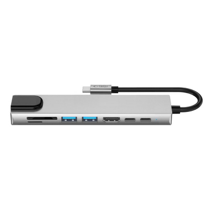 USB-C-hubb Tech-Protect HB09, 2 x USB-A 3.0 - 2 x USB-C - 1 x HDMI - 1 x RJ45 - 1 x SD - 1 x microSD, Grå