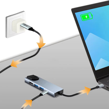 Hub USB-C Techsuit H1 NetBridge, 5in1, Grå