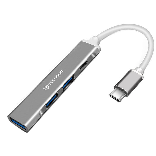 Hub USB-C Techsuit H18 PolarisBridge, 4in1, Grå Vit