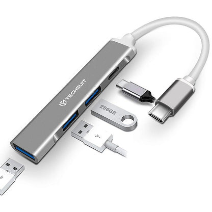 Hub USB-C Techsuit H18 PolarisBridge, 4in1, Grå Vit