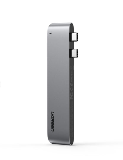 Hub USB-C UGREEN CM251 för Apple MacBook Pro / Air, 3 x USB-A 3.0 - 1 x USB-C - 1 x SD - 1 x microSD, Grå