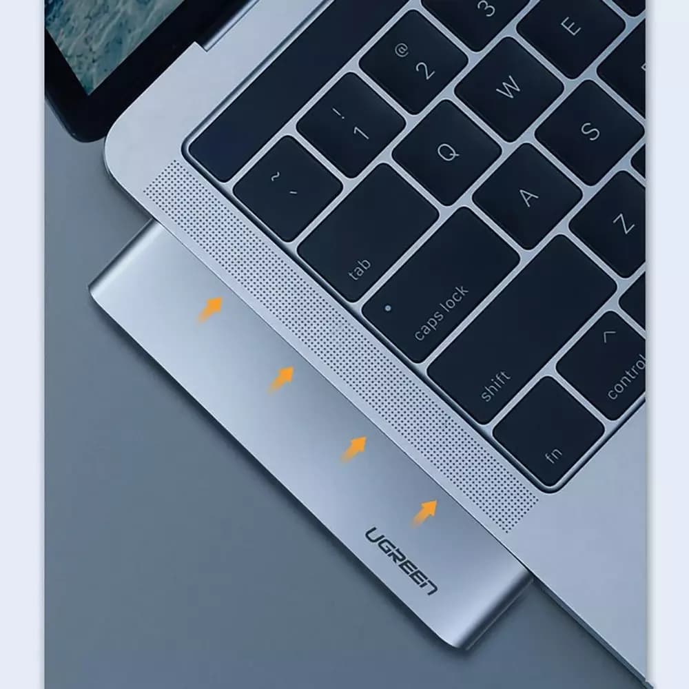 Hub USB-C UGREEN CM251 för Apple MacBook Pro / Air, 3 x USB-A 3.0 - 1 x USB-C - 1 x SD - 1 x microSD, Grå