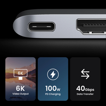 USB-C-hubb UGREEN CM380 (80856) för Apple MacBook Pro / Air-serien, 2 x USB-A 3.0 - 1 x USB-C - 1 x HDMI - 1 x SD - 1 x microSD