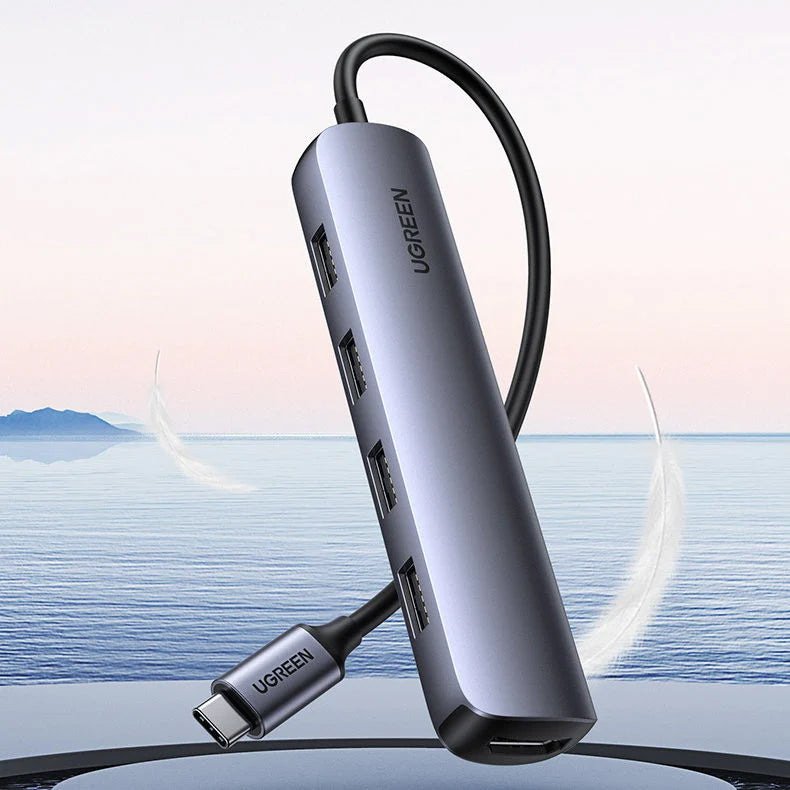 Hub USB-C UGREEN CM417, 4 x USB-A 3.2 - 1 x HDMI, Grå