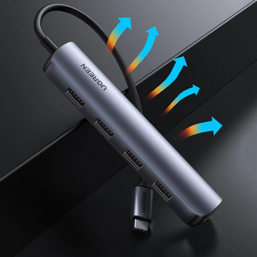 Hub USB-C UGREEN CM417, 4 x USB-A 3.2 - 1 x HDMI, Grå