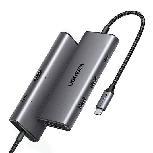 UGREEN CM498 USB-C Hub (15531), 2 x USB-A 3.2 - 2 x USB-C - 1 x HDMI - 1 x SD - 1 x microSD, Gray