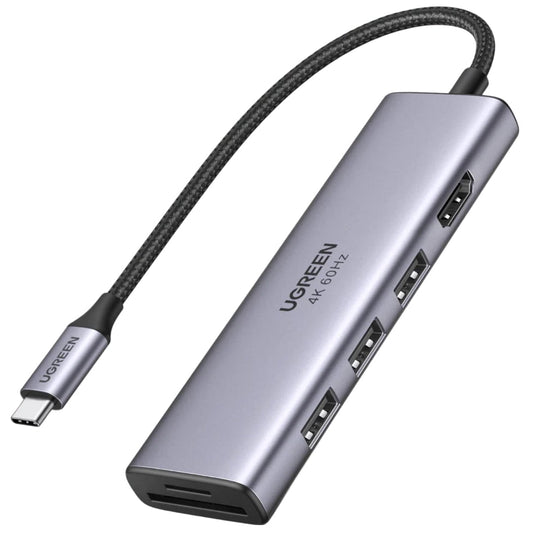Hub USB-C UGREEN CM511 (60383), 3 x USB-A 3.2 - 1 x HDMI - 1 x SD - 1 x microSD, Grå