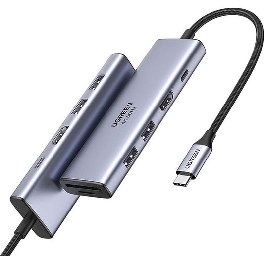 Hub USB-C UGREEN CM511 (60384), 2 x USB-A 3.0 - 1 x USB-C - 1 x HDMI - 1 x SD - 1 x microSD, Grå