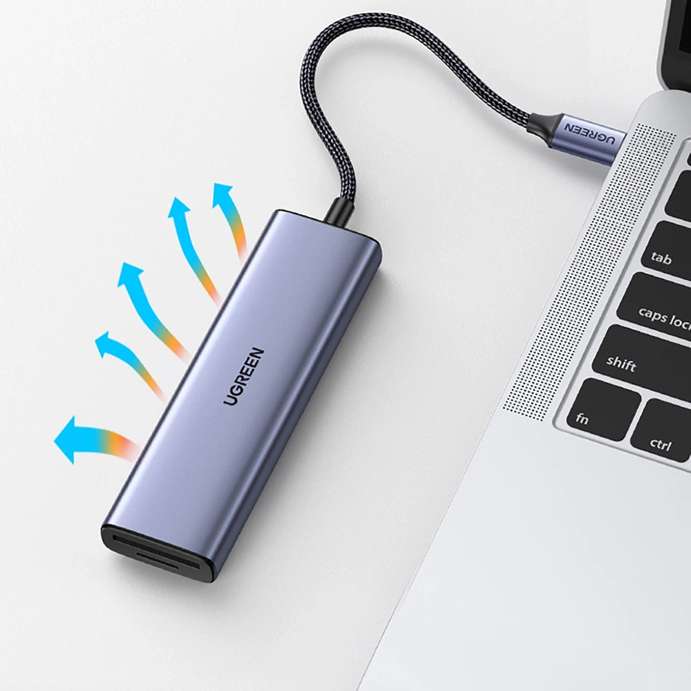 Hub USB-C UGREEN CM511 (20956A), 3 x USB-A 3.0 - 1 x HDMI - 1 x SD - 1 x microSD, Grå