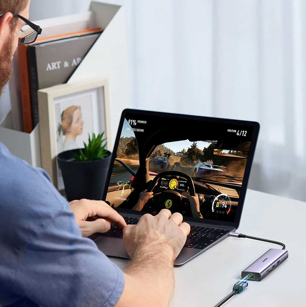 Hub USB-C UGREEN CM512, 2 x USB-A 3.0 - 1 x USB-C - 1 x HDMI - 1 x SD - 1 x microSD - RJ45, Grå