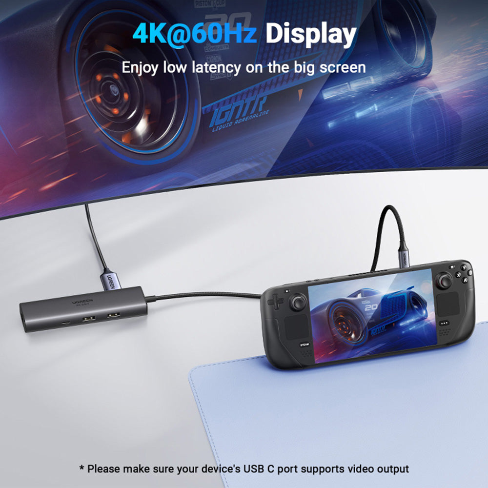 UGREEN CM512 USB-C Hub (45000), 2 x USB-A 3.2 - 2 x USB-C - 1 X HDMI - 1 x RJ45, Gray