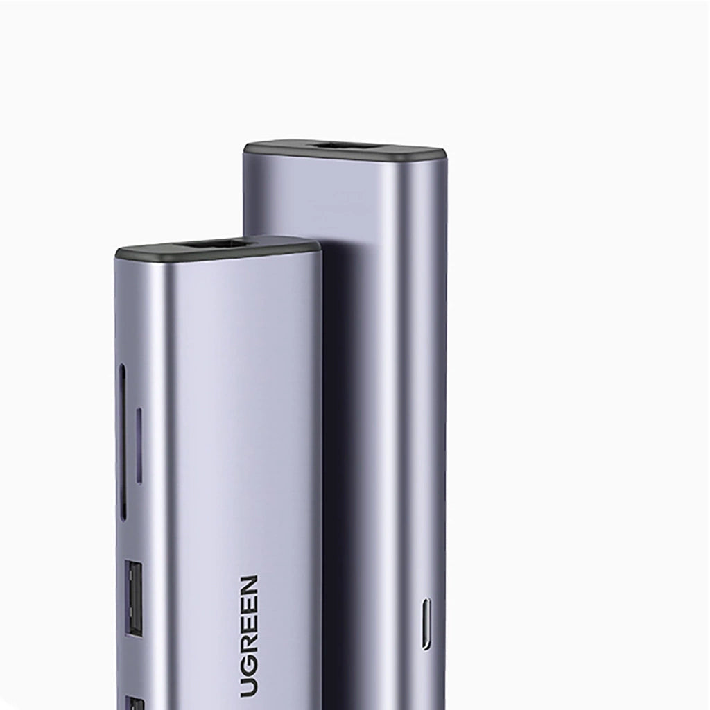 Hub USB-C UGREEN CM512, 2 x USB-A 3.0 - 1 x USB-C - 1 x HDMI - 1 x SD - 1 x microSD - RJ45, Grå