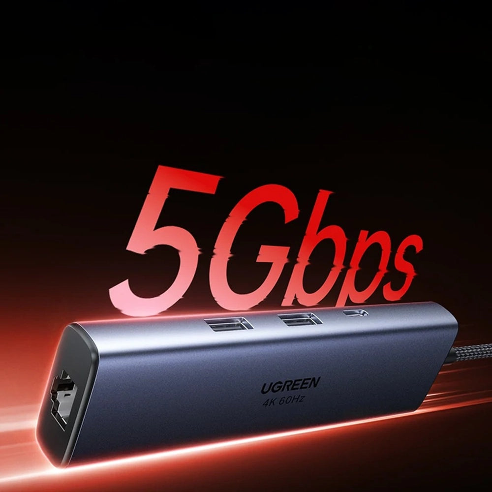 Hub USB-C UGREEN CM512 (75643), 6in1, Grå