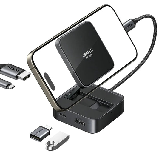 Hub USB-C UGREEN CM801, 1 x USB-A 3.0 - 2 x USB-C - 1 x HDMI, Grå