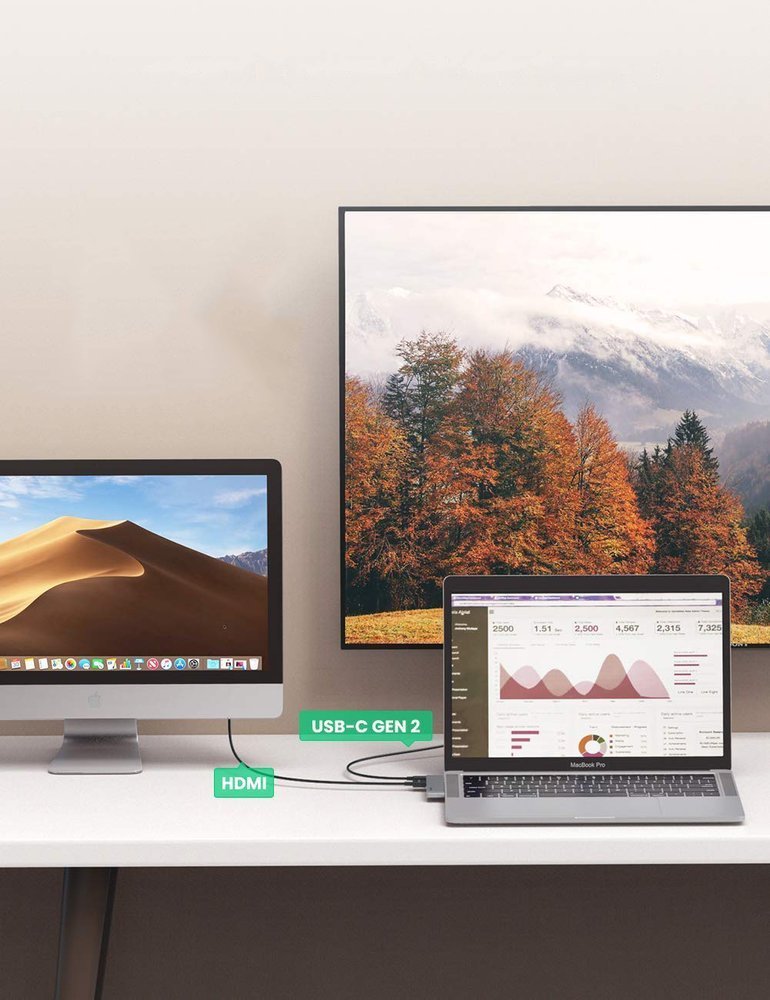UGREEN USB-C-hubb för Apple MacBook Pro / Air-serien, 3 x USB-A 3.0 - 1 x USB-C - 1 x HDMI, Grå