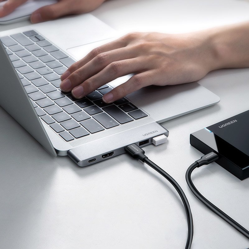UGREEN USB-C-hubb för Apple MacBook Pro / Air-serien, 3 x USB-A 3.0 - 1 x USB-C - 1 x HDMI, Grå