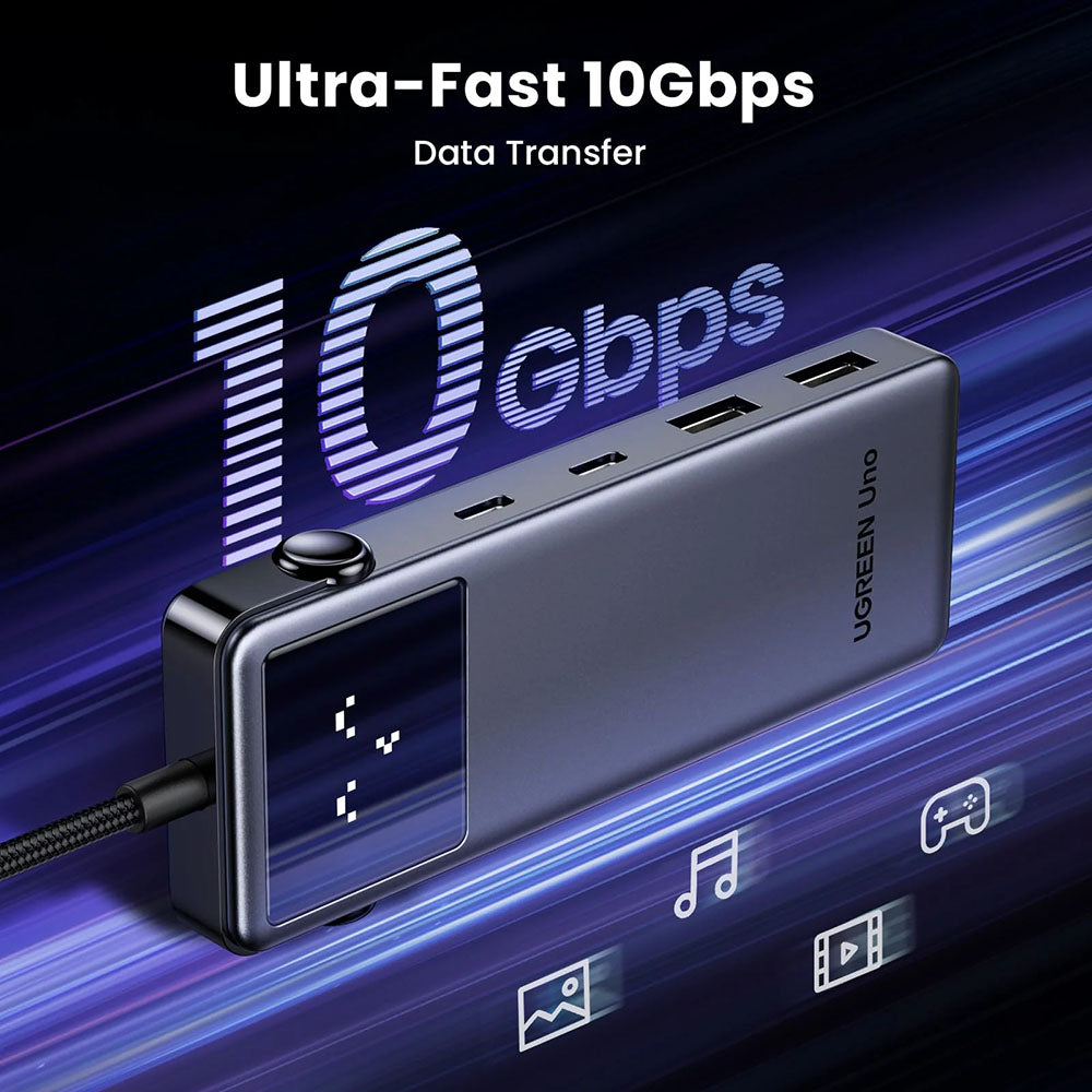 USB-C-hubb UGREEN Uno (75177), 2 x USB-A 3.2 - 3 x USB-C - 1 x HDMI, Grå