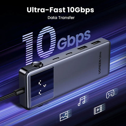 USB-C-hubb UGREEN Uno (75177), 2 x USB-A 3.2 - 3 x USB-C - 1 x HDMI, Grå