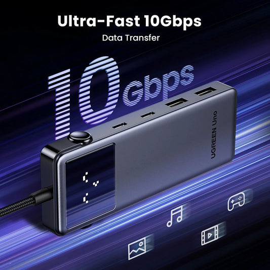 USB-C-hubb UGREEN Uno (75177), 2 x USB-A 3.2 - 3 x USB-C - 1 x HDMI, Grå