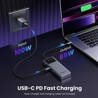 USB-C-hubb UGREEN Uno (75177), 2 x USB-A 3.2 - 3 x USB-C - 1 x HDMI, Grå