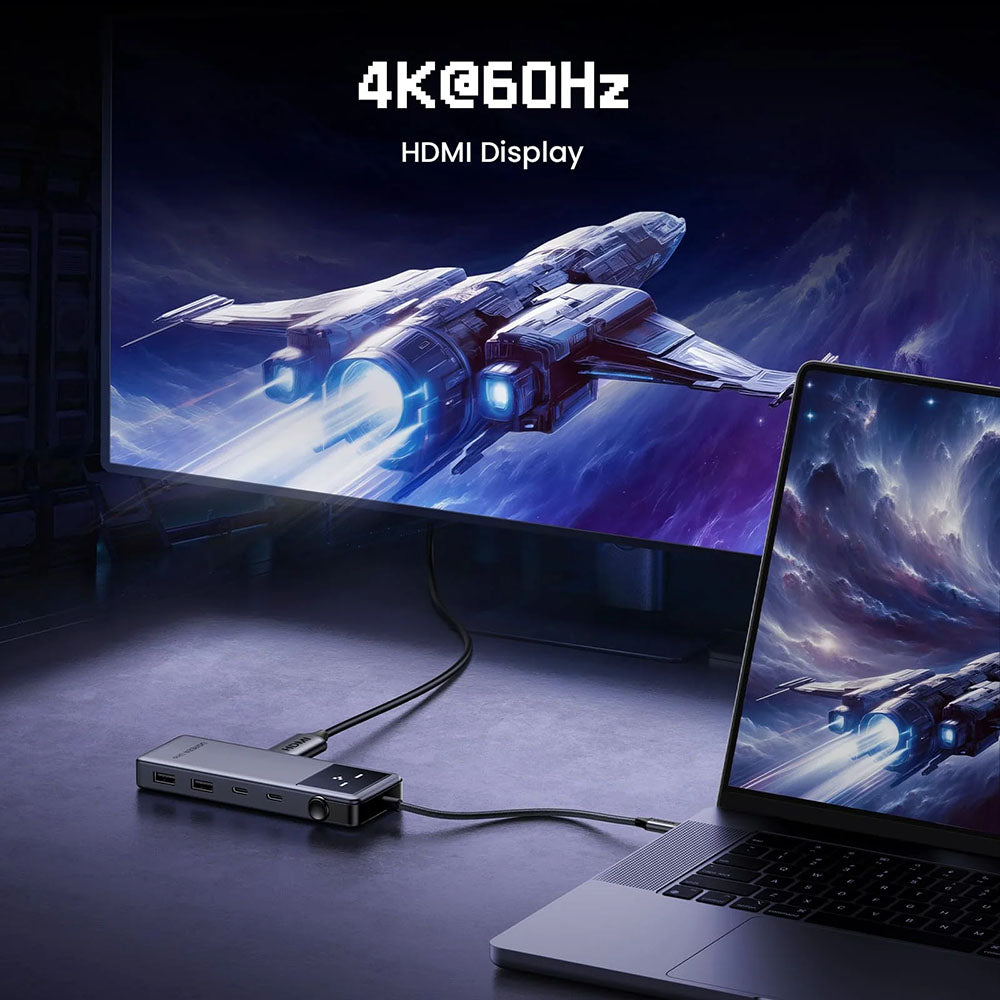 USB-C-hubb UGREEN Uno (75177), 2 x USB-A 3.2 - 3 x USB-C - 1 x HDMI, Grå