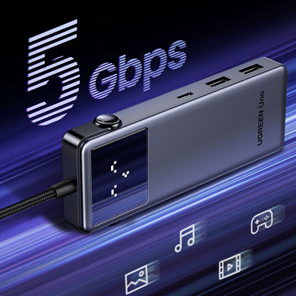 USB-C-hubb UGREEN Uno (75179), 2 x USB-A - 2 x USB-C - 1 x HDMI - 1 x SD - 1 x microSD, Grå