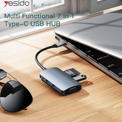USB-C-hubb Yesido HB16, 7-i-1, Grå
