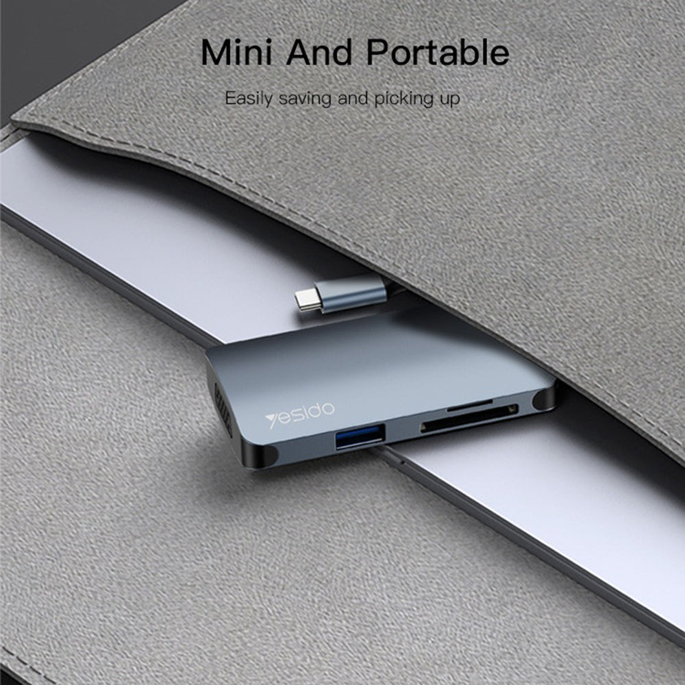 USB-C-hubb Yesido HB16, 7-i-1, Grå