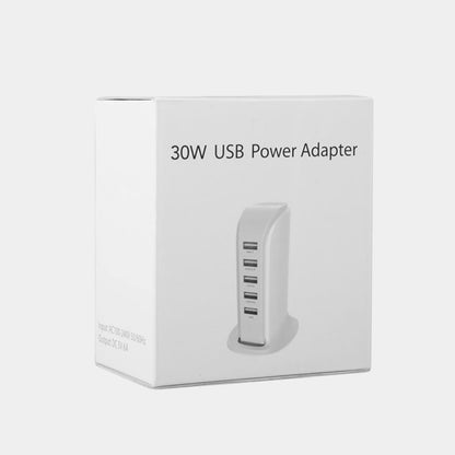 Dudao A5EU laddstation, 25W, 5A, 5 x USB-A, vit