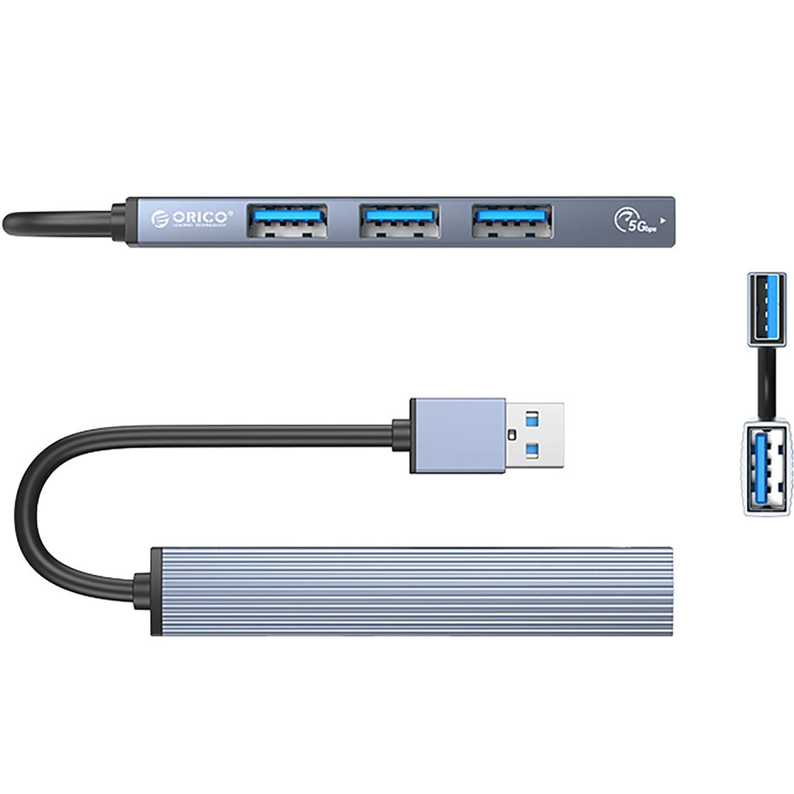 USB-hub Orico AH-A13, 1 x USB-A 3.0 - 3 x USB-A, Grå