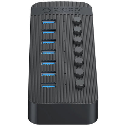 Hub USB Orico CT2U3-7AB, 7 x USB-A 3.0, Svart