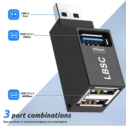 USB-hub Techsuit H11 EchoLink, 3in1, Svart